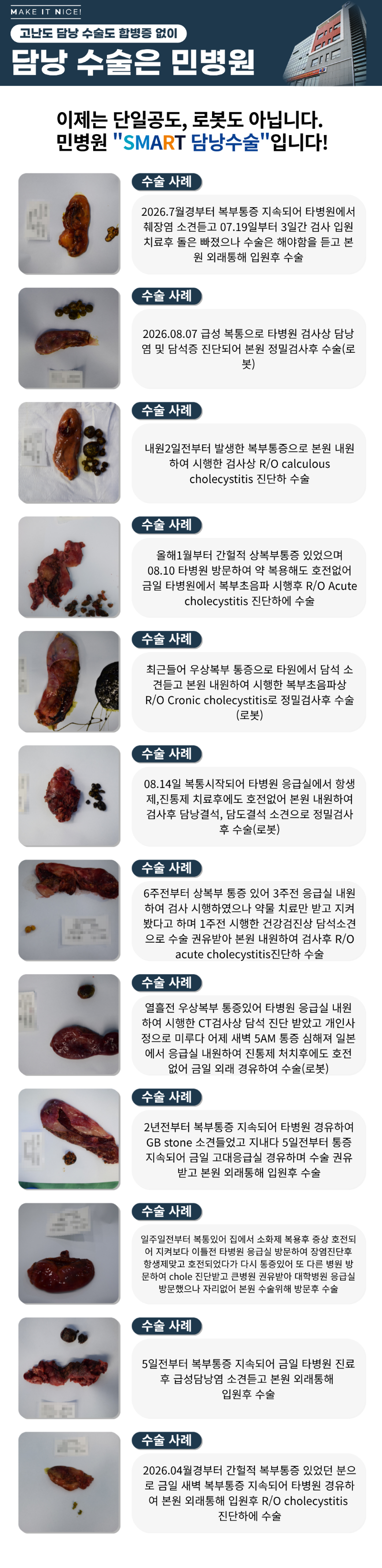 [담낭수술사례] 9월 민병원에서 진행된 담낭수술 사례입니다...